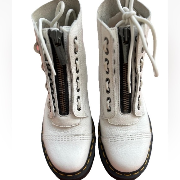 Dr. Martens Sinclair Platform Boots White Leather Front Zip Size 7 - Picture 4 of 13